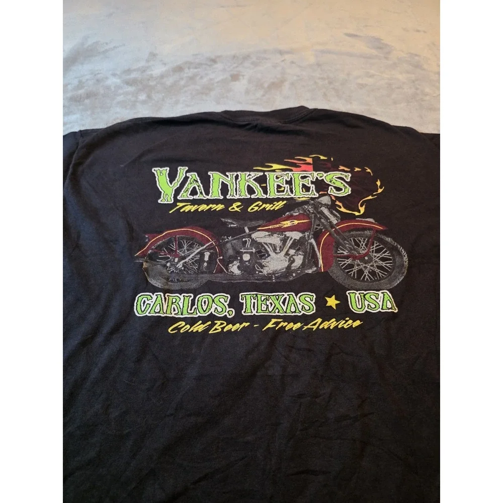 Hanes Beefy-T Shirt Mens XL Black Yankee's Tavern & Grill Carlos Texas Vintage